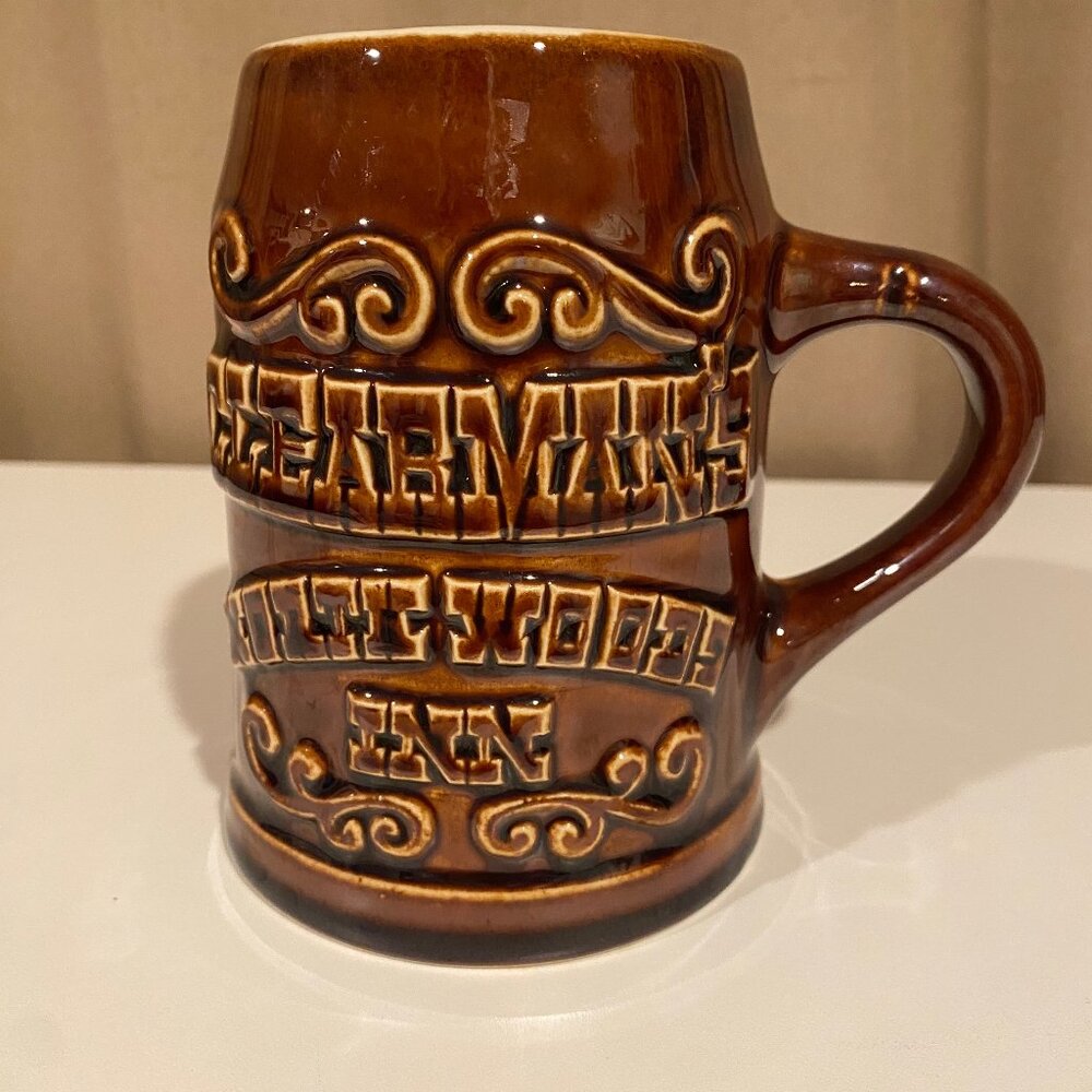 Vintage Clearman’s North Woods Inn Hall Pottery Stoneware Mug 5”‎ Brown